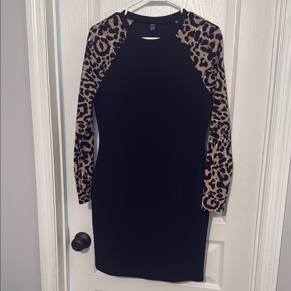 SHEIN Black Long Sleeve Sheath Dress